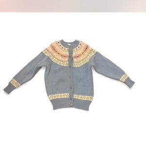 Susan Bristol Blue and Yellow Knit Cardigan